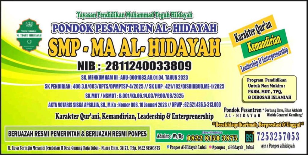 Penerimaan Santri Baru Ponpes Al Hidayah Lubai Muara Enim