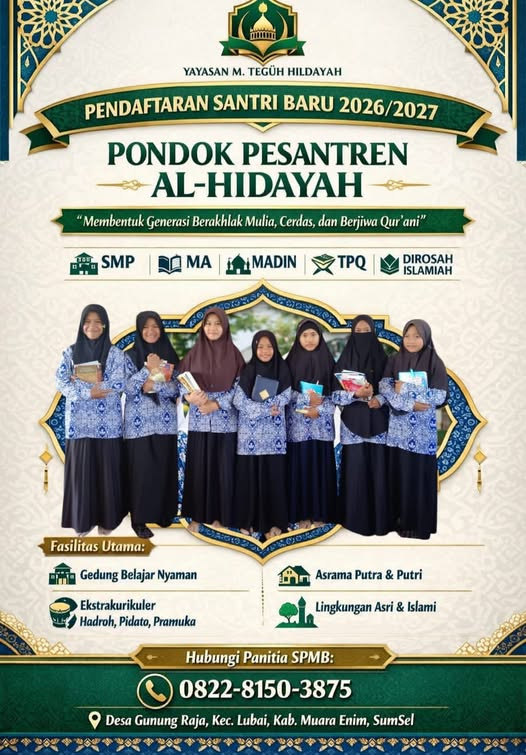 Peneriman Santri Baru Ponpes Al Hidayah Lubai Muara Enim