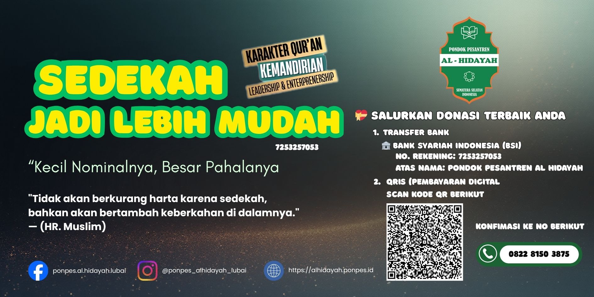 Donasi Pondok Pesantren Al Hidayah Lubai Muara Enim Sumsel